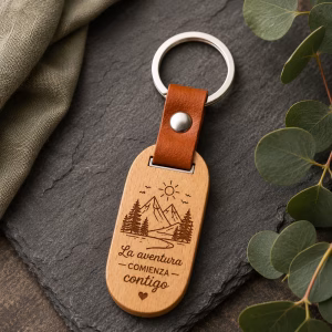 LLAVERO OVALADO DE MADERA PERSONALIZADO